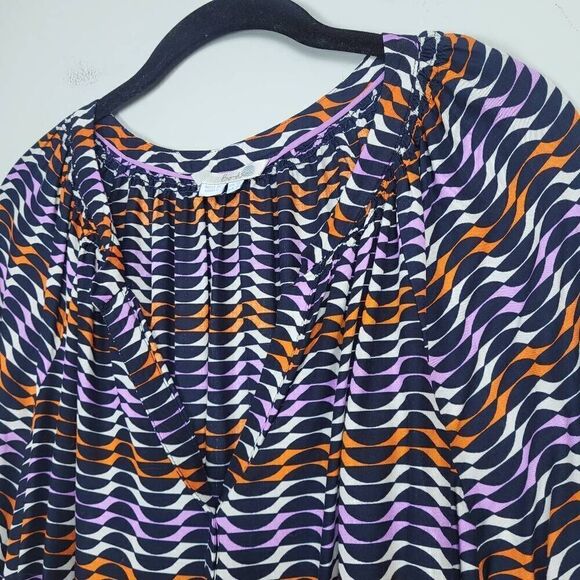 Boden Womens Dolly Top Blouse Size 8 Multicolor Long Sleeve Popover Geometric - Picture 3 of 7